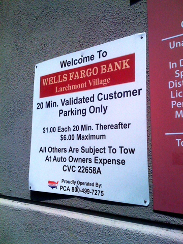 Wells Fargo Parking Lot in Larchmont Village