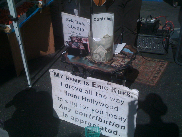 Eric Kufs sign at Larchmont Farmers Market