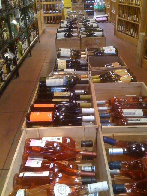 Boxes of Wine Bottles in Larchmont Village Boxes of Wine Bottles in Larchmont Village