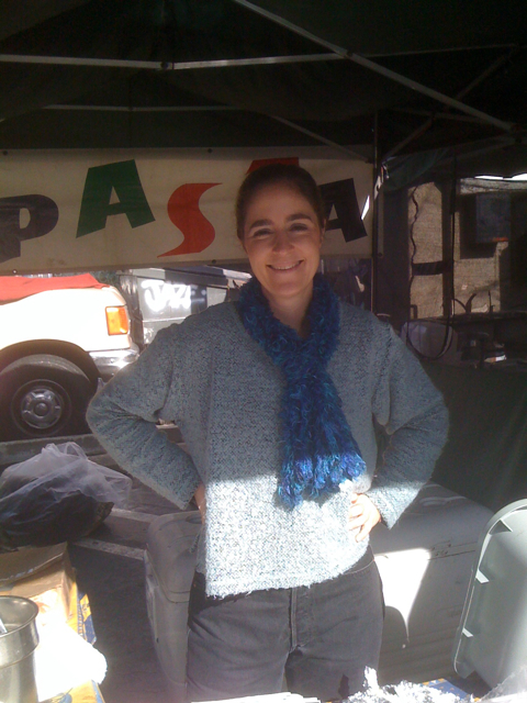 Annette with the fresh pasta and pastries