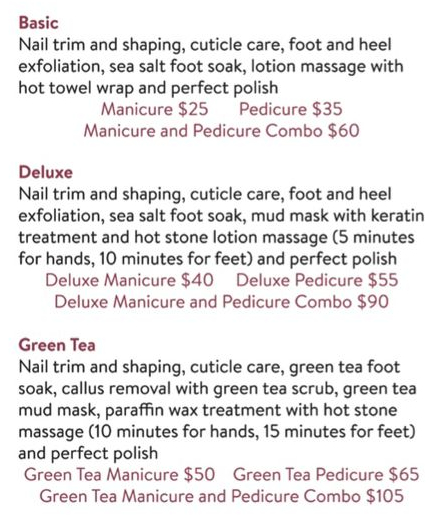 Larchmont basic pedicure prices